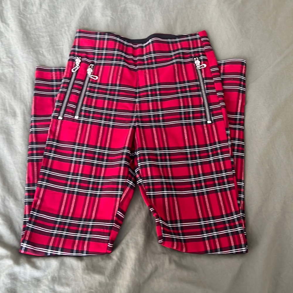 ZARA red plaid pants XS